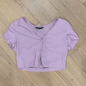 light purple cropped shirt